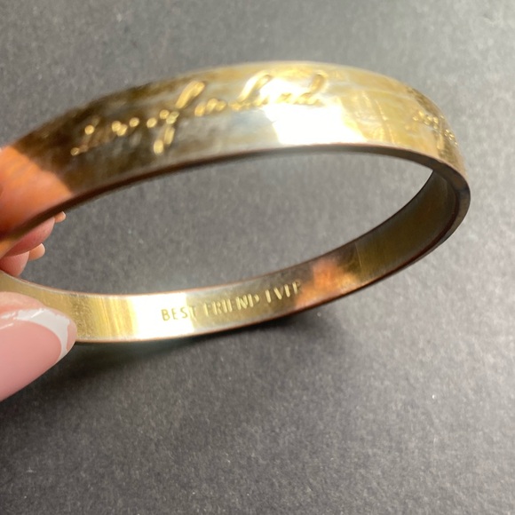 Kate Spade Of New York Best Friend Ever Etchings Gold Tone Bangle Bracelet - Picture 4 of 14